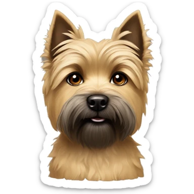 Cairn terrier with one ear pointed up and one ear down and lighter tan fur
 sticker