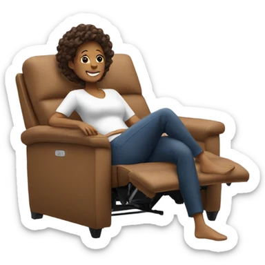 Mom relaxing on lazboy recliner sofa sticker