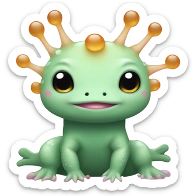 green axolotl with amber eyes sanrio sticker