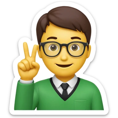 a normal emoji with nerd face and a finger upp with greenscreen emokjin will be a originall yellow type sticker