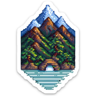 mountains with sea sticker