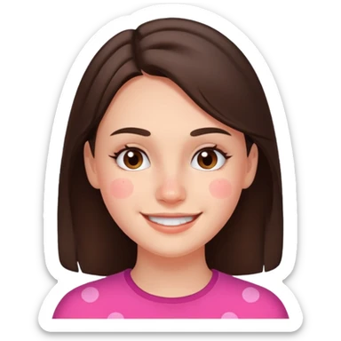 brunette with pimples on her cheek and forehead, still smiling sticker