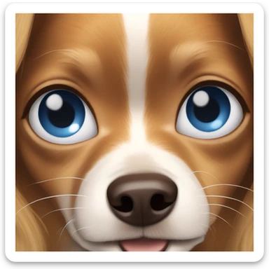 Longhair chihuahua with girl with brown hair and blue eyes  sticker