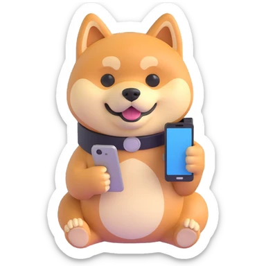 shiba inu holding a phone sticker