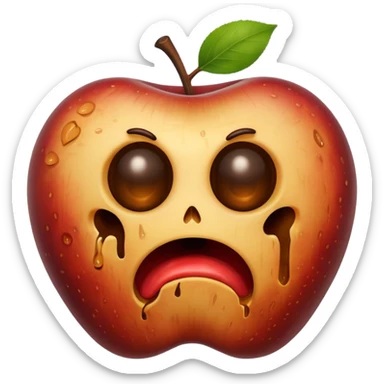 a disgusting, rotten apple sticker