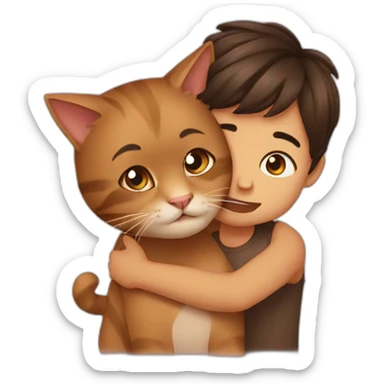 Eyes Brown boy Hug siam cat sticker