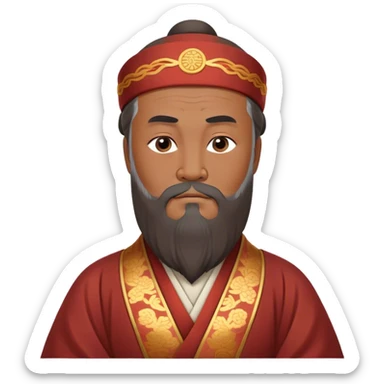 Cinematic Realistic Confucius Portrait Emoji, depicted as a wise ancient philosopher in traditional robes with a serene, contemplative expression, rendered with soft timeless textures and harmonious natural lighting that captures his enduring wisdom. sticker