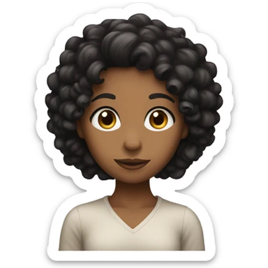 Sneaky brown skinned girl with black curly hair sticker