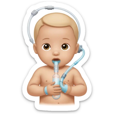 bebe pequeno com tubo para respirar sticker