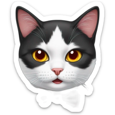 White and black cat wearing a red bow tie gets angry and shows his teeth  sticker