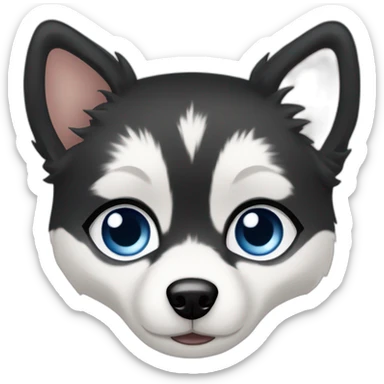 White women black hair pomsky blue eyes sticker