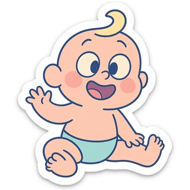 soft pastel cartoon baby in calArts 2010s style sticker
