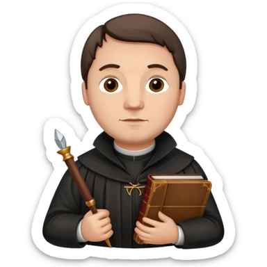 Martin Luther with a quill and Bible sticker