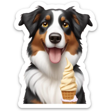 Australian Shepard eating ice cream sticker