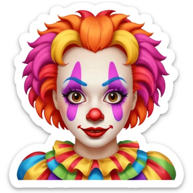 Woman in embarrassing clown makeup sticker