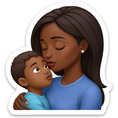 Mulher beijando testa do filho  morenos sticker