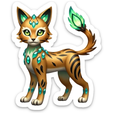 Meloetta-Vernid-Bobcat-Primagen-Fionbri-Trico-Protogen-hybrid-fusion-Fakémon-creature, full body sticker