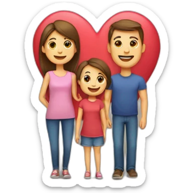 Heart and mom and dad and kids sticker