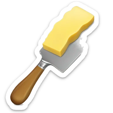 A curl of margarine on the tip of a butter knife sticker