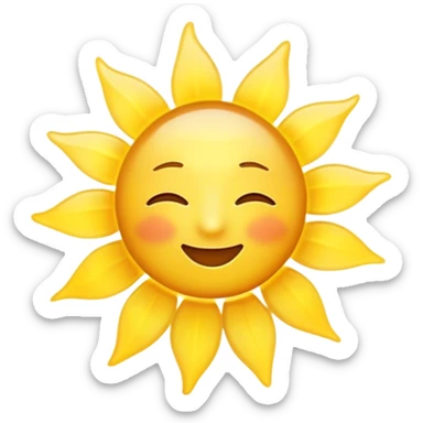 Cinematic Realistic Sunshine Emoji, Warm and golden, with soft rays of light streaming down from a bright, glowing sun. The golden hue bathes the world in warmth, uplifting the spirit and bringing a sense of joy and radiance. Soft glowing outline, capturing the essence of happiness, warmth, and light in a beautiful sunny day! sticker