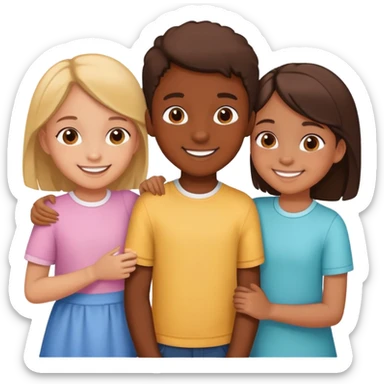 siblings playing together - one boy and two girls sticker