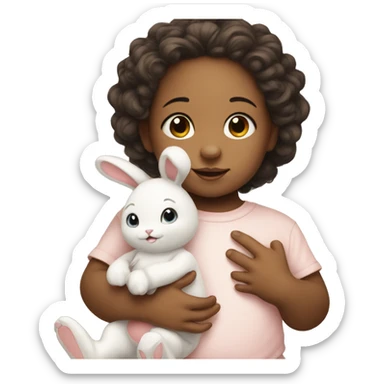 Baby with cute bunny doll sticker