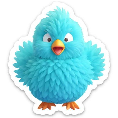 hair dryer bird, soft fluffy, blowing gentle air, happy face, soft pink, full-body sticker