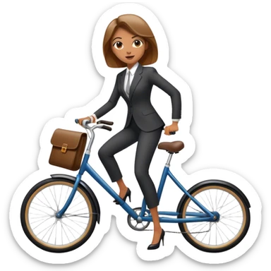 Business woman with a suite with long pants on a bikecykle sticker