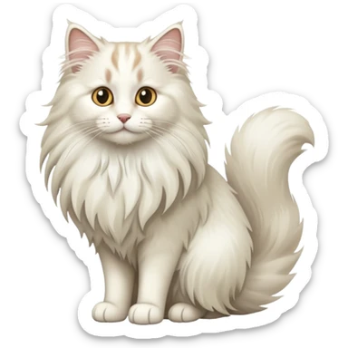 White norwegian forest cat with long fluffy fur and bushy tail sticker