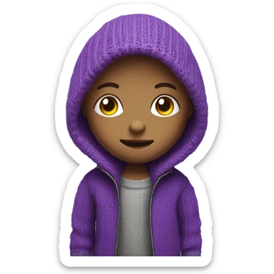 cute, cute robot-kid, in a knitted purple jacket.  sticker