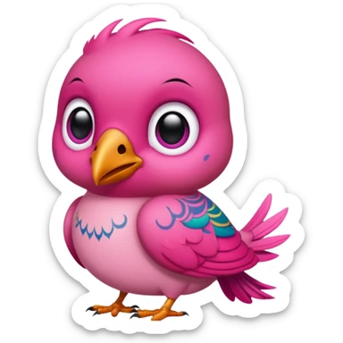 pink bird with piercings and tattooes sticker