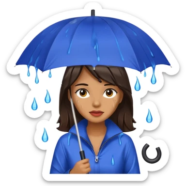 she getting wet (umbrella, dripping dark hair) sticker