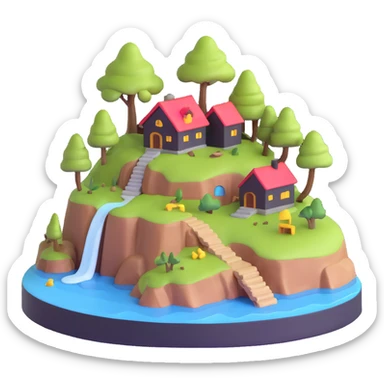 miniature island with little house sticker