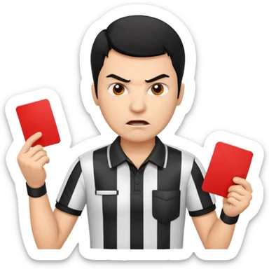 Referee with red card black hair and angry face  sticker