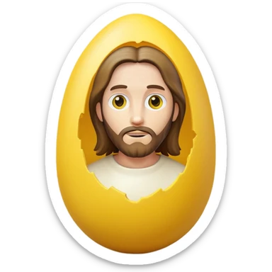 jesus coming out of a yellow easter egg sticker