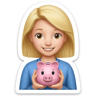 girl holding piggy sticker