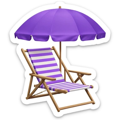 beach chair with striped purple umbrella sticker