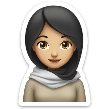 A smiling Muslim girl with black hair and eyes sticker