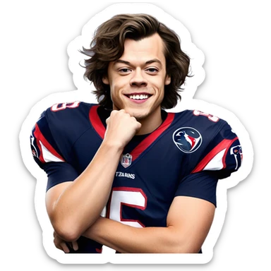 Harry styles wearing a Houstons Texans Jersey  sticker
