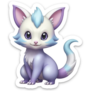 Shiny Iridescent Pale Pastel Whitish Bright Delcatty-Furret-Absol-Noibat-Hybrid (Full body) sticker