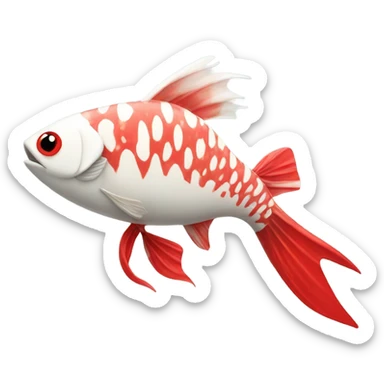 Tall red and white fish sticker