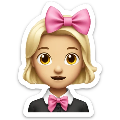 scary girl with a pink bow tie  sticker
