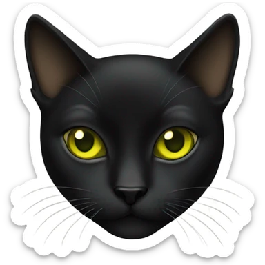 black cat with yellowish green eyes sticker