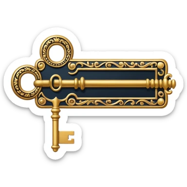 key in the horizontal position old and ornate sticker