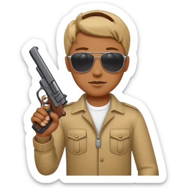 Personne avec des lunettes des soleil et un pistolet dans chaque main sticker