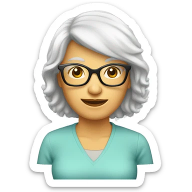 mujer 70 años pelo blanco gafas sticker