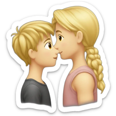 a blonde girl kissing blond europeen boy sticker