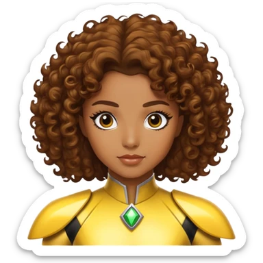 Princess yellow power ranger brown skin brown curly hair sticker