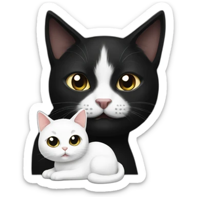 black cat with whitecat sticker