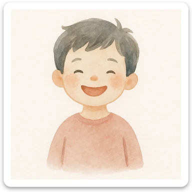 a happy kid, watercolor art style sticker